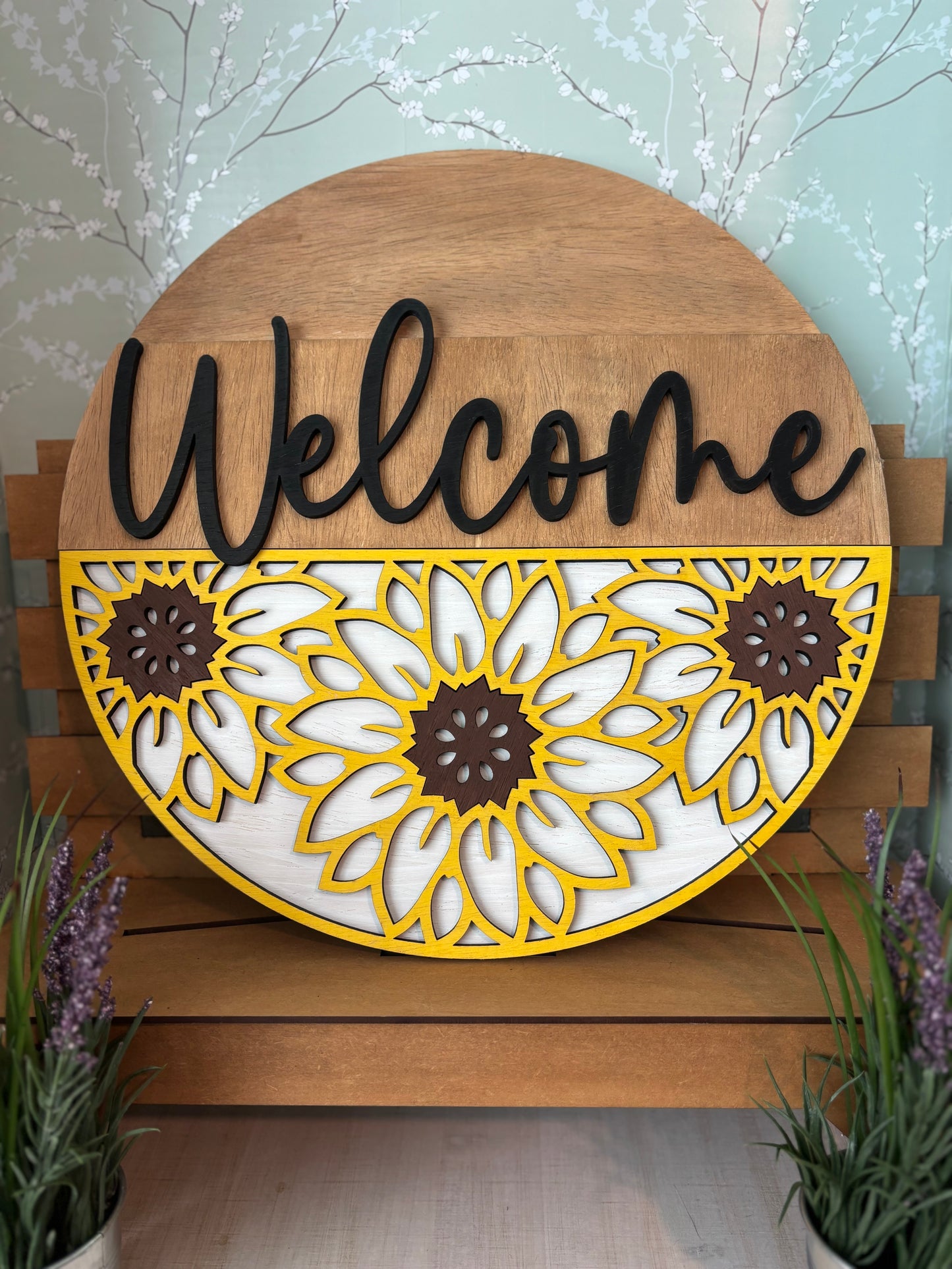 Welcome Sunflower Door Hanger #1