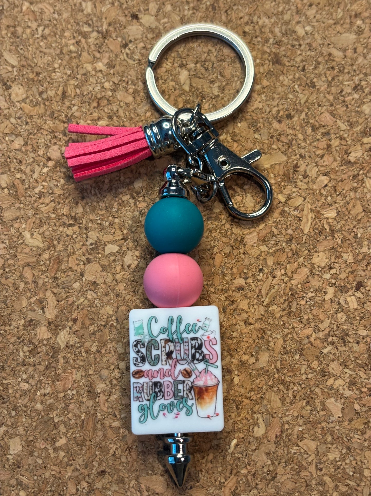 Coffee ☕️ Scrubs & Rubber Gloves Keychain