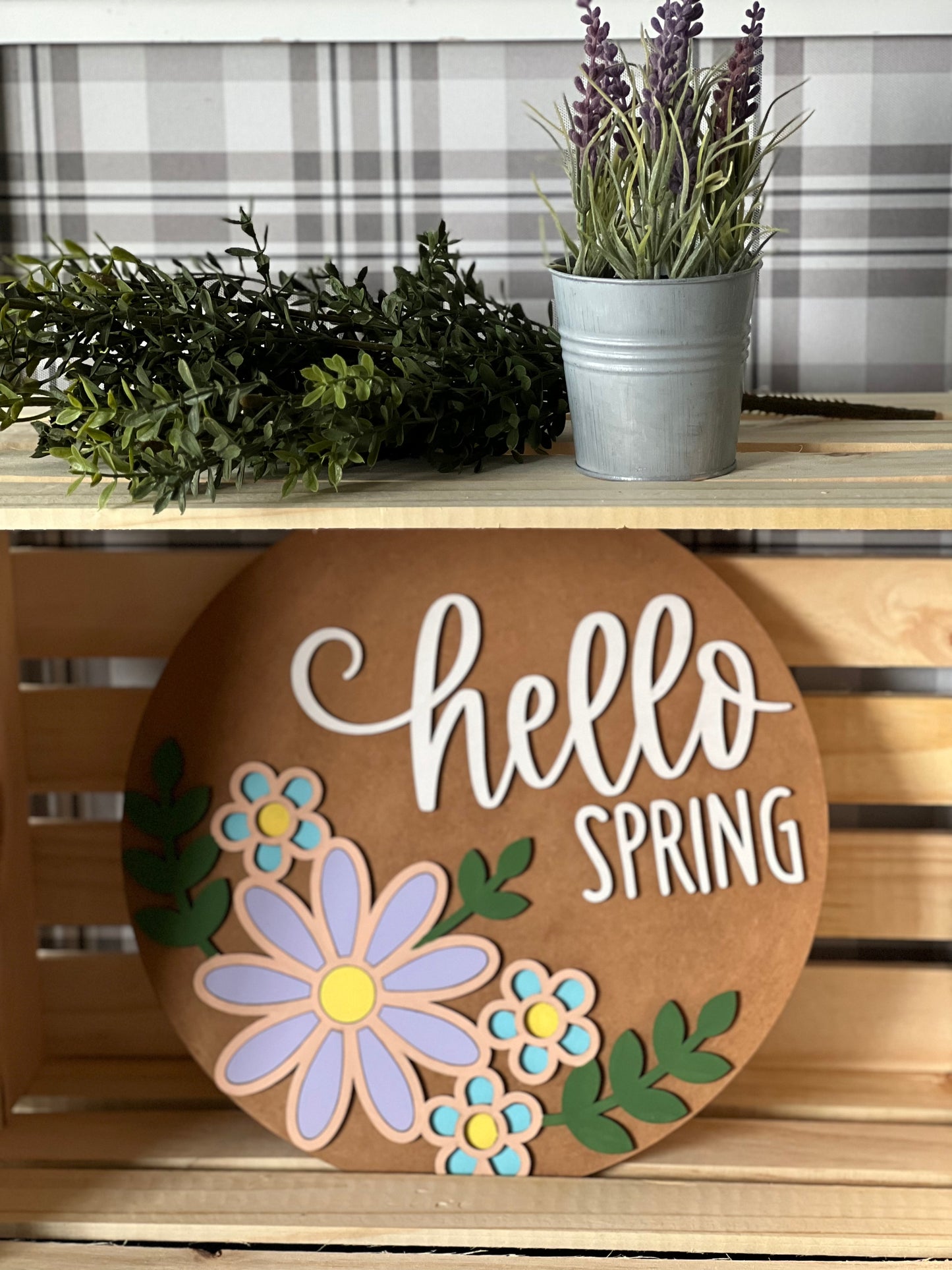 Hello Spring with Flowers Door Hanger