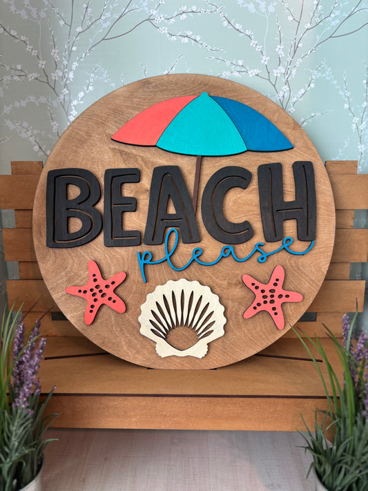 Beach Please Door Hanger
