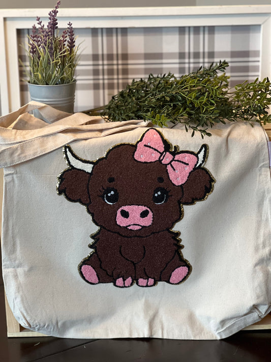 Baby Highland Cow Canvas Tote