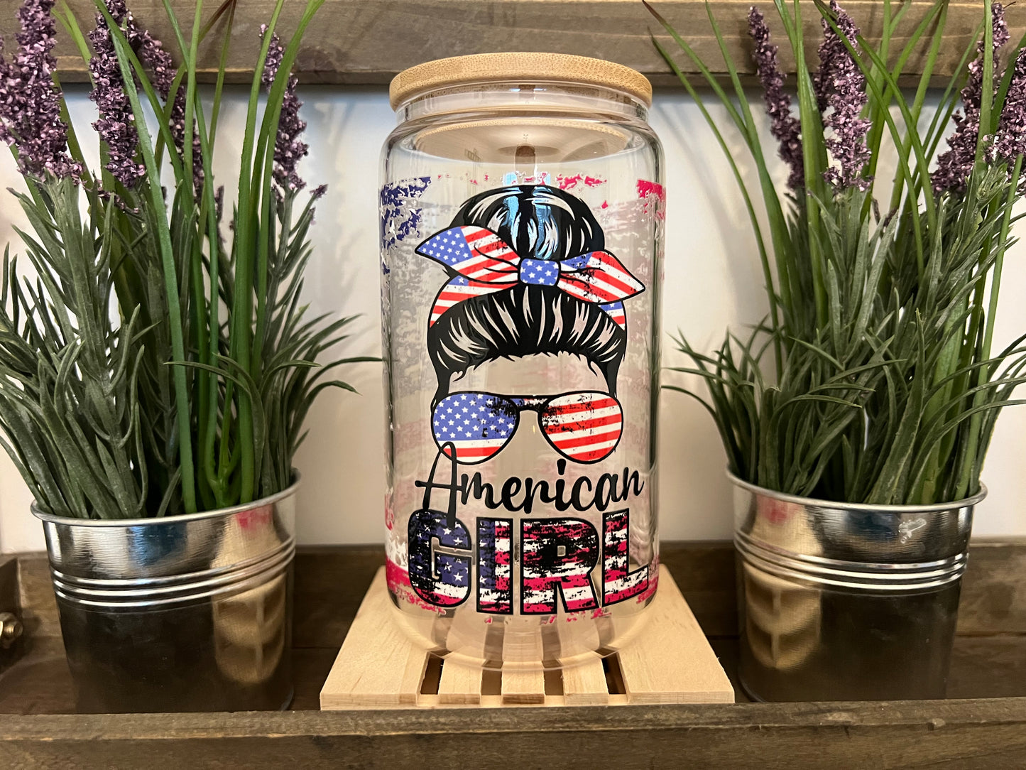 American 🇺🇸 Girl Glass Tumbler