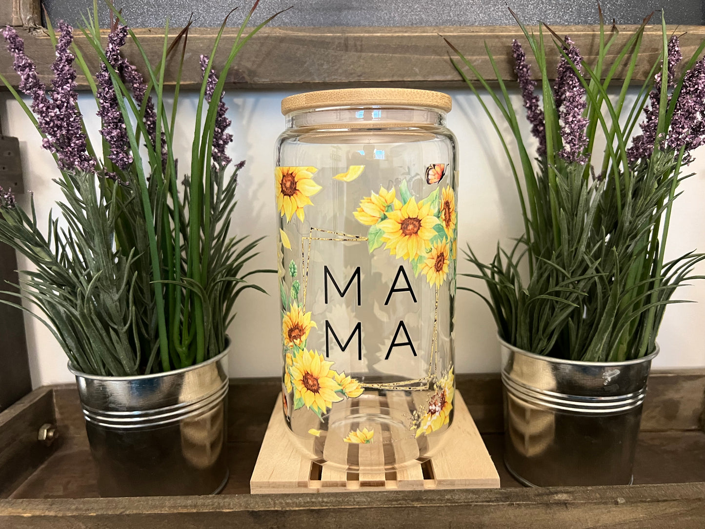 MaMa w/Daffodils Glass Tumler