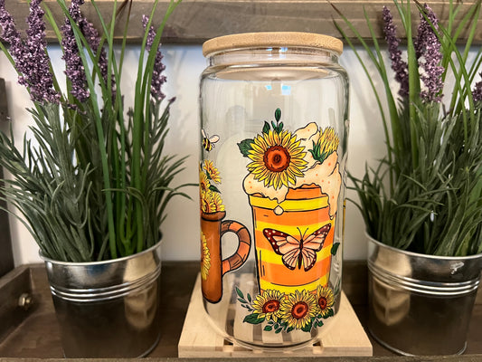 Sunflower 🌻 Coffee Glass Tumbler