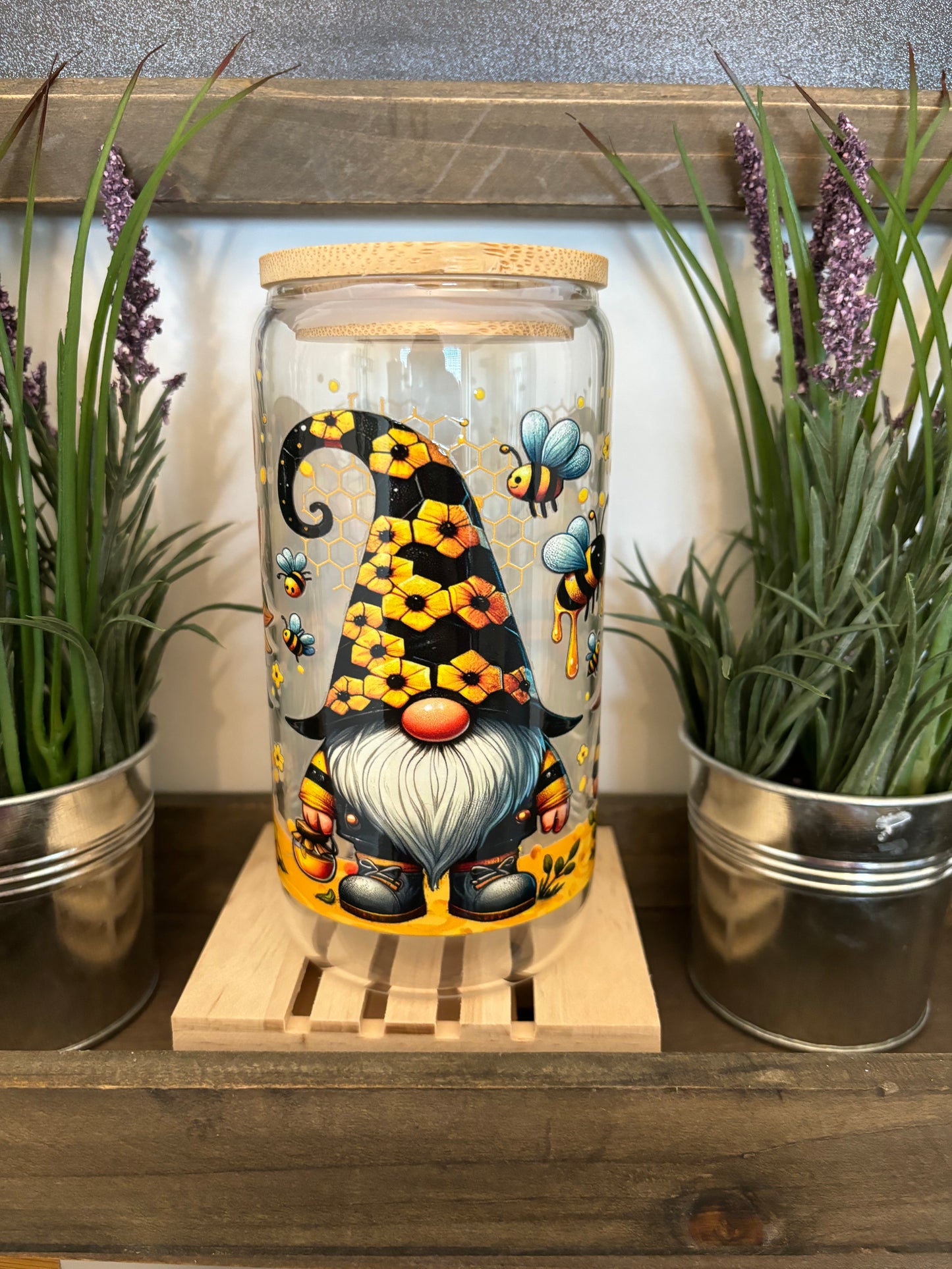 Sunflower Gnomes Glass Tumbler