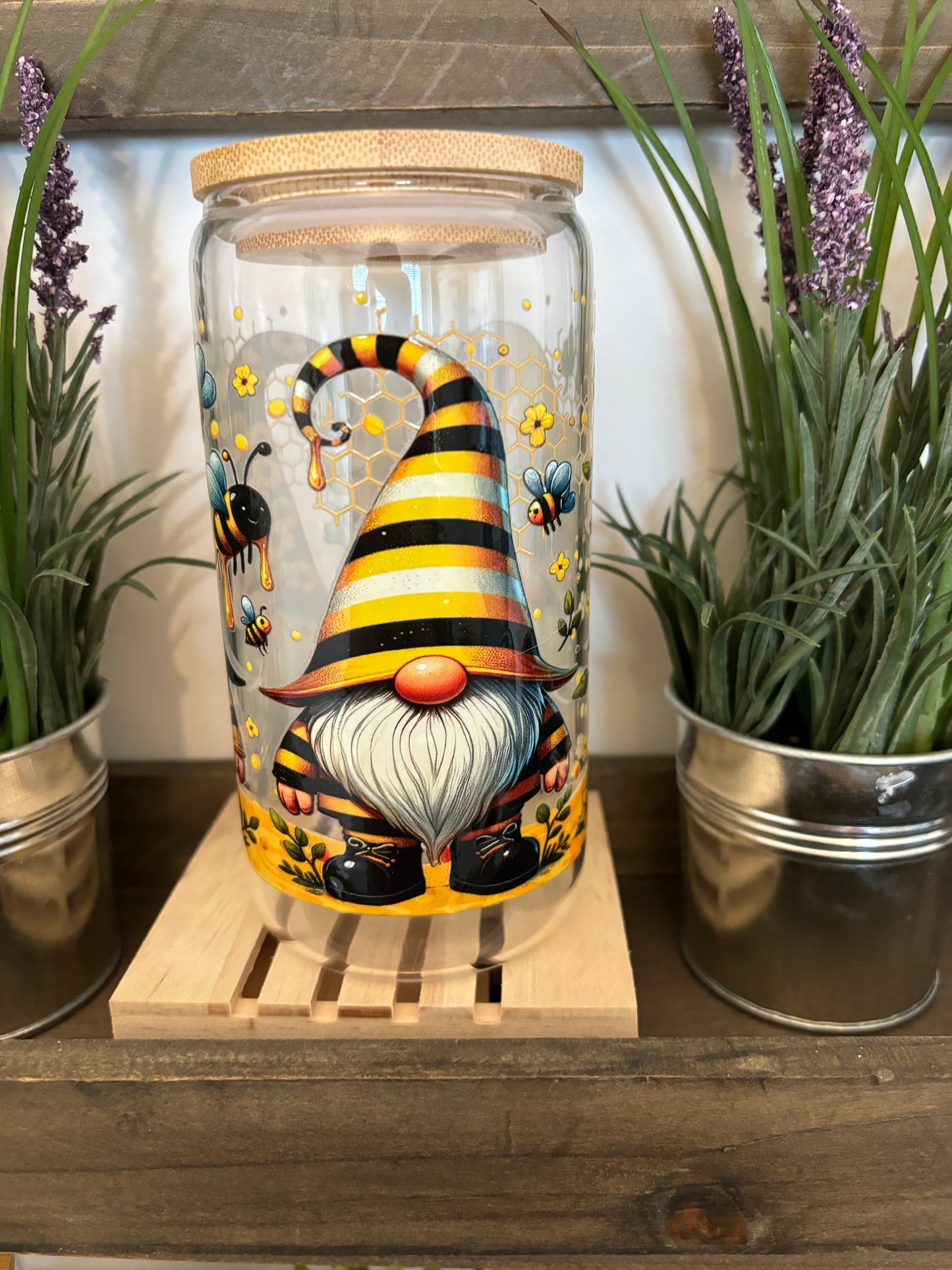 Sunflower Gnomes Glass Tumbler