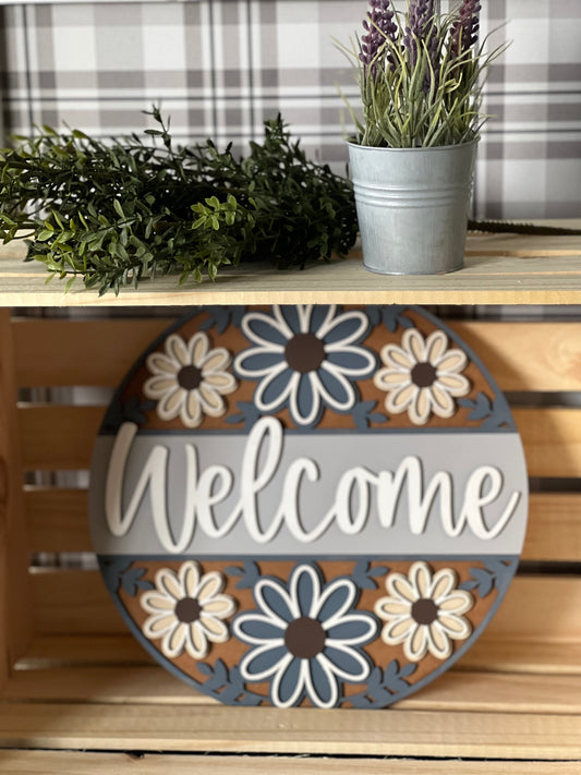 Welcome with Daisies Door Hanger